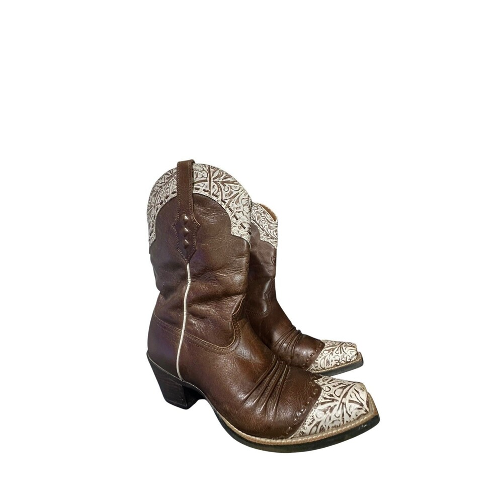Ariat Dixie Boots Brown Deertan Leather Western Snip Toe Sz 8.5 B Women 1006308